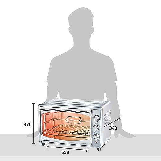 Bajaj Majesty 4500 TMCSS 45 Litre Oven Toaster Grill (45 Litres OTG) with Motorised Rotisserie & Convection Fan, Stainless Steel Body & Transparent Glass Door, 2 Year Warranty, Silver Bajaj Majesty 4500 TMCSS 45 Litre Oven Toaster Grill (45 Litres OTG) with Motorised Rotisserie & Convection Fan, Stainless Steel Body & Transparent Glass Door, 2 Year Warranty, Silver